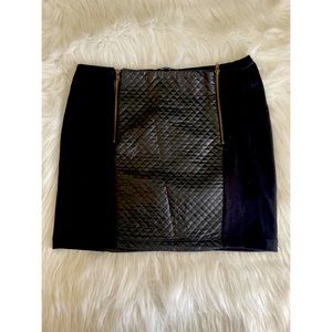 Monteau- Black Mini Skirt with Faux Leather